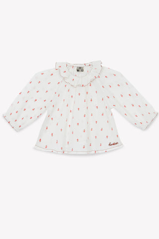 Bonton Baby Ecru Bonton Blouse + Pink Bloomer Set