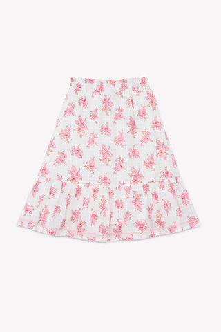 Bonton Ecru Bonton Pink Printed Denon Skirt