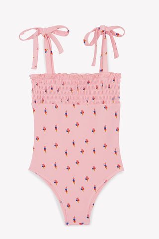 Bonton Pink Gelato Smocked Swimsuit