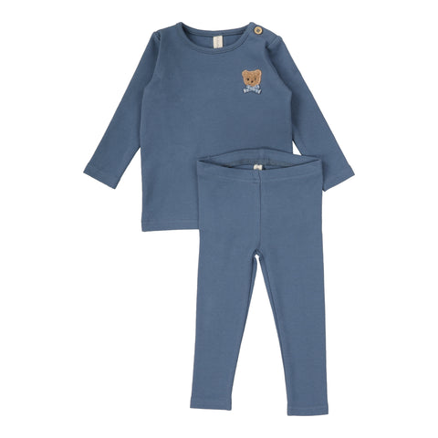 Lilette Slate Bear Applique Lounge Set