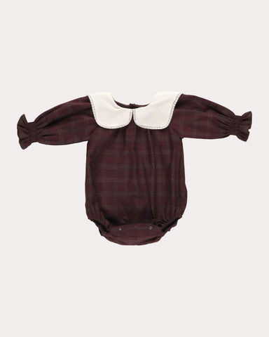 Early Sunday Plum Check Gladys Romper