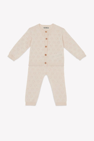 Bonton Baby Ecru Bonton Pointelle Hearts Marianne Set