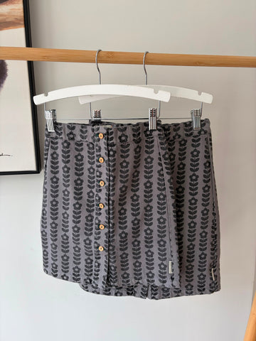 Piupiuchick Grey/Black Flowers Knee Length Skirt