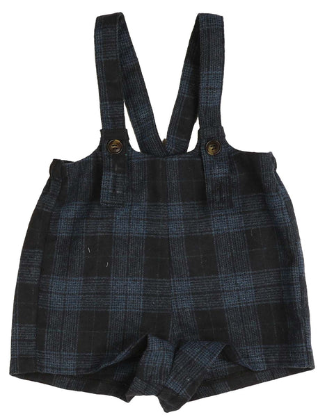 Belati Navy Large Plaid Baby Overalls