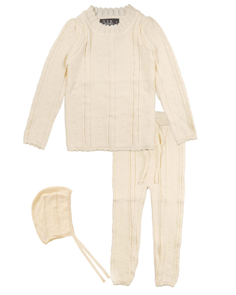 Belati Cream Ribbed Pointelle Baby Set