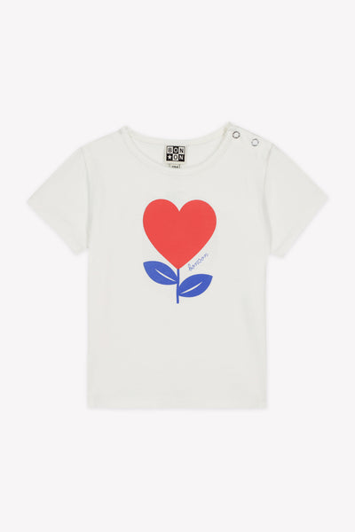 Bonton Ecru Heart Flower Baby T-shirt