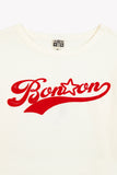 Bonton Ecru & Red Logo Long Sleeve Kids T-shirt
