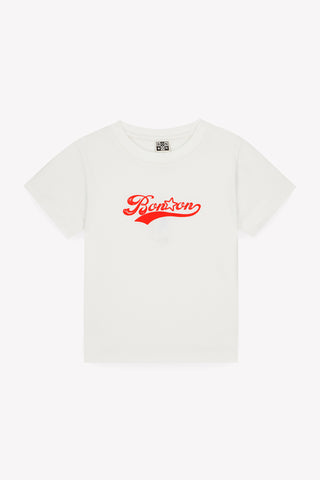 Bonton Ecru & Red Logo Kids T-shirt