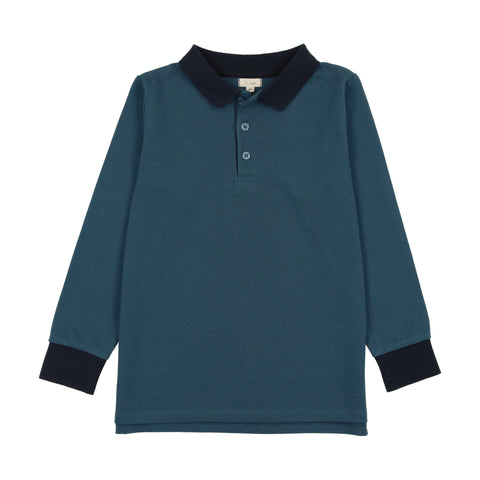 Lil Legs Blue Contrast Polo