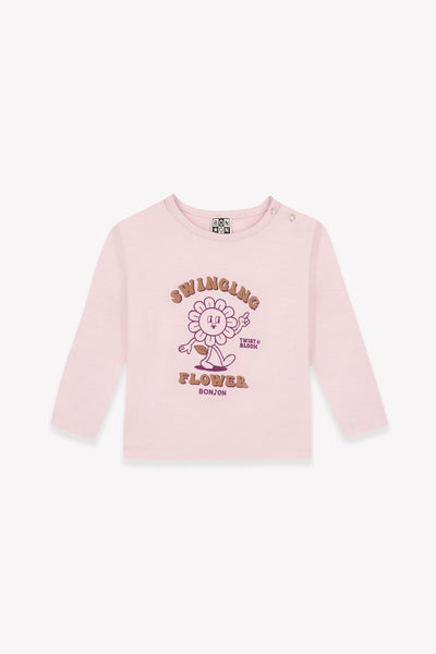 Bonton Baby Pink Swinging Flower T-shirt