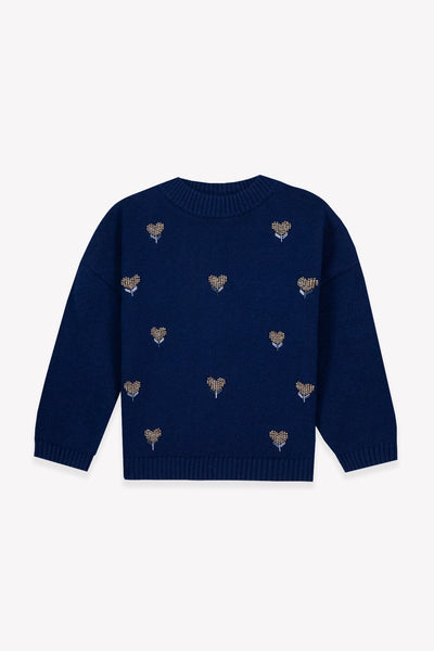 Bonton Sailor Blue Beaded Sweater