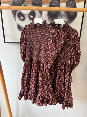Steph Wallpaper Print Cord Shirred Bodice Dress