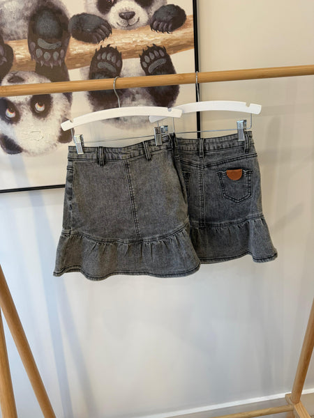 Birnham on the Sea Black Wash Ruffle Skirt