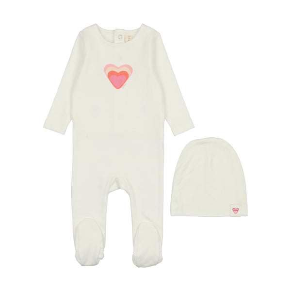 Lilette Winter White Big Heart Graphic Footie Set