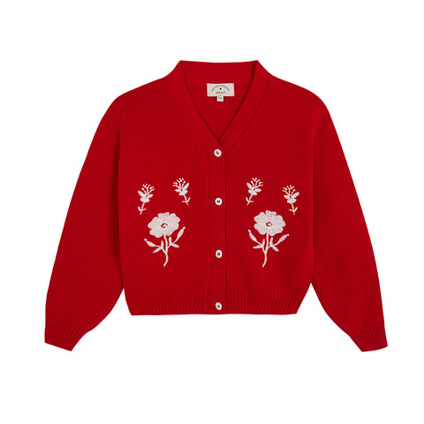 Birinit Cherry Openwork Cardigan