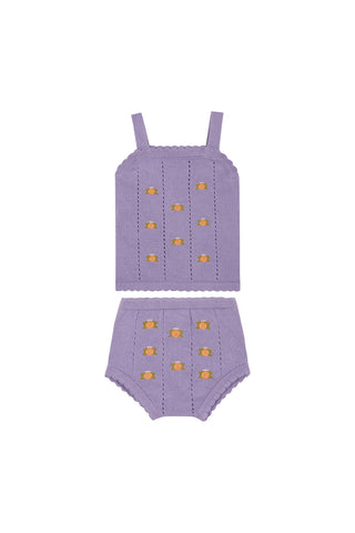 Birinit Purple Lilly Top + Bloomer Set