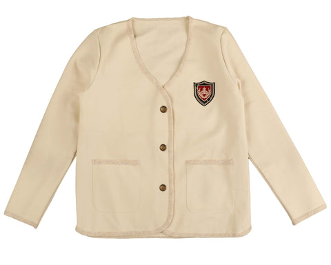 Belati Cream Jersey Emblem Collarless Jacket
