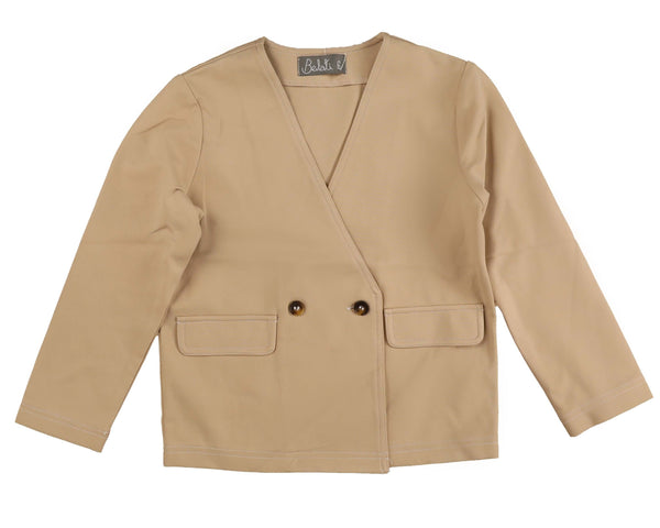 Belati Beige Jersey Top Stitching Jacket