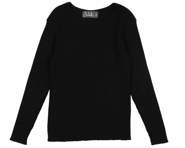 Belati Black Knit Round Neck Shell