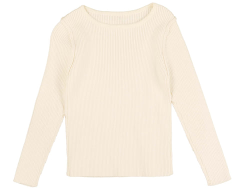 Belati Cream Knit Round Neck Shell