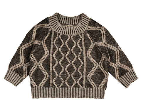 Belati Charcoal Distressed Diamond Textured Knit