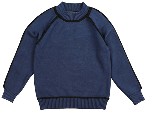 Belati Blue Piping Trim Knit