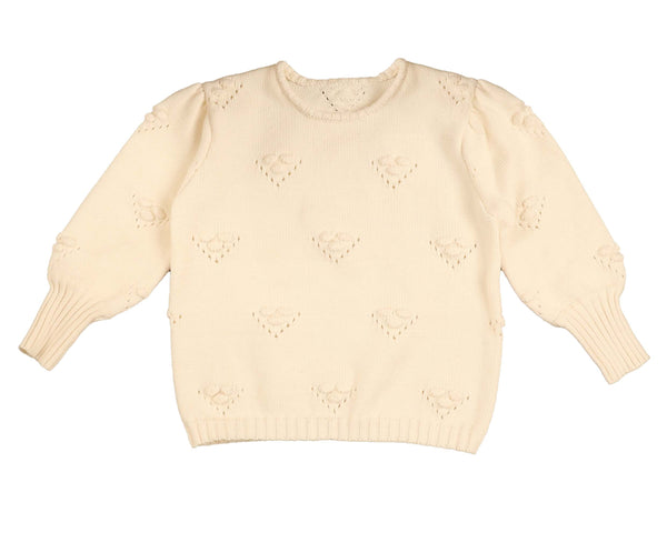 Belati Cream Bubble Detail Knit Top