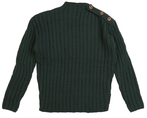 Belati Forest Green Shoulder Button Chunky Knit