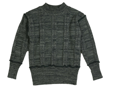 Belati Forest Green Marled Rolled Edge Detail Knit