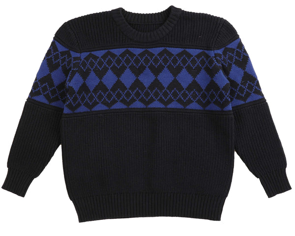 Belati Navy Argyle Intarsia Knit