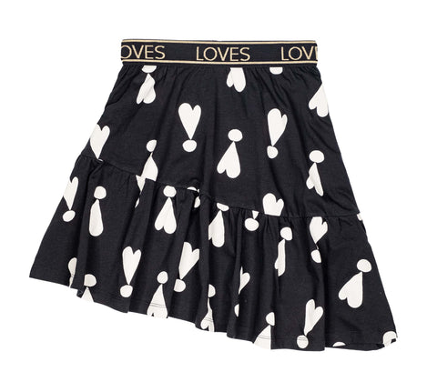 Beau Loves Black Exclamation Mark Asymmetrical Skirt