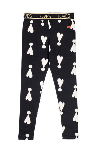 Beau Loves Black Exclamation Hearts Leggings