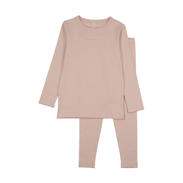 Bonjoy Solid Pink Little Princess Long Sleeve Pajamas