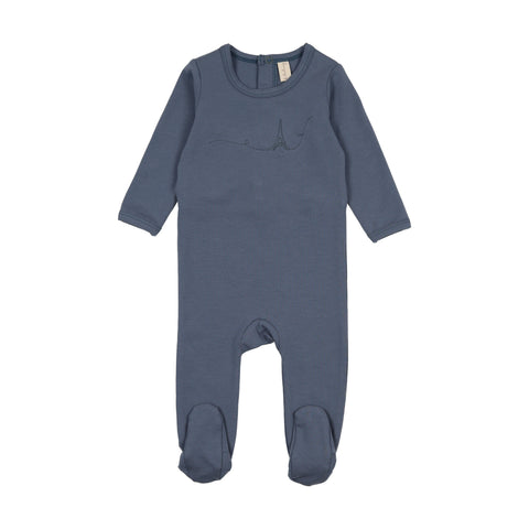 Bonjoy Blue Embroidered Jadore Paris Footie