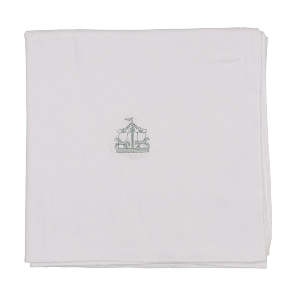 Bonjoy White/Sage Carousel Embroidered Graphic Blanket