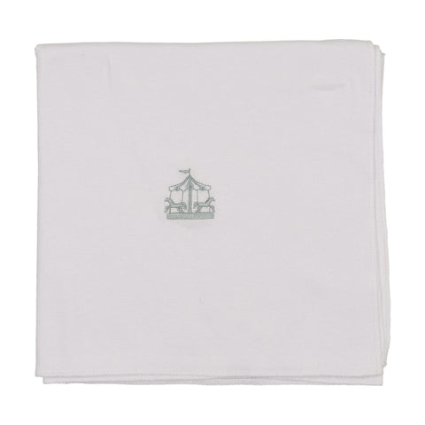 Bonjoy White/Sage Carousel Embroidered Graphic Blanket