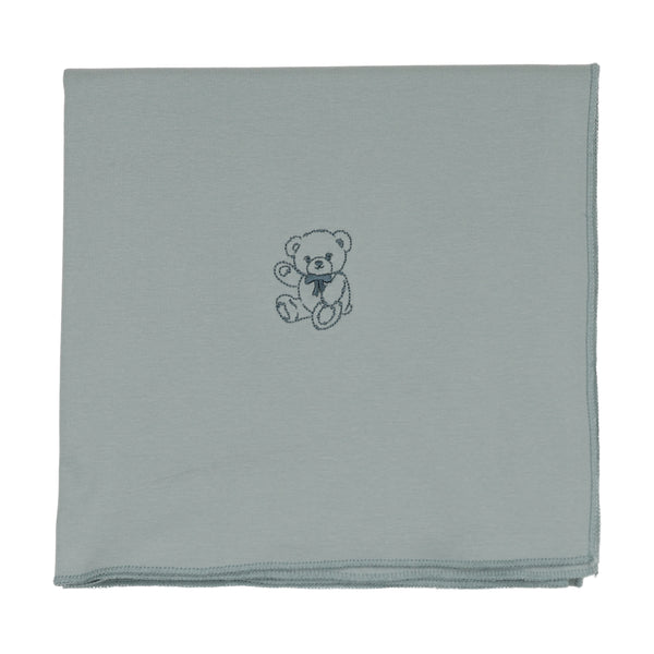 Bonjoy Blue/Blue Teddy Embroidered Graphic Blanket