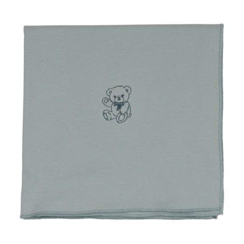 Bonjoy Blue/Blue Teddy Embroidered Graphic Blanket