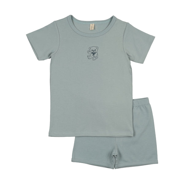 Bonjoy Blue/Blue Teddy Embroidered Graphic SS Lounge Set