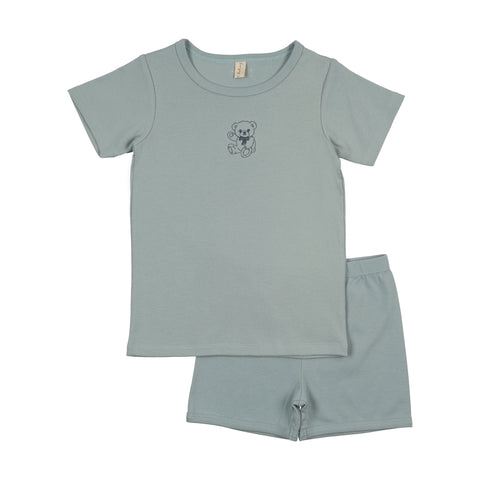 Bonjoy Blue/Blue Teddy Embroidered Graphic SS Lounge Set