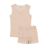 Bonjoy Pink Heart Checkered Dreams Tank & Shorts Set