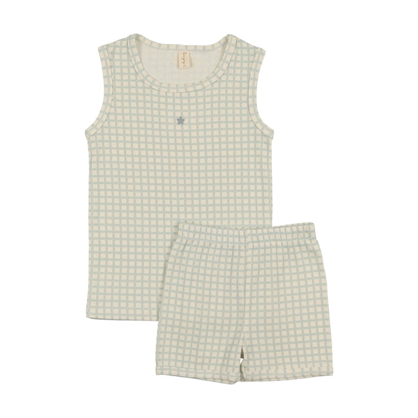 Bonjoy Blue Star Checkered Dreams Tank & Shorts Set
