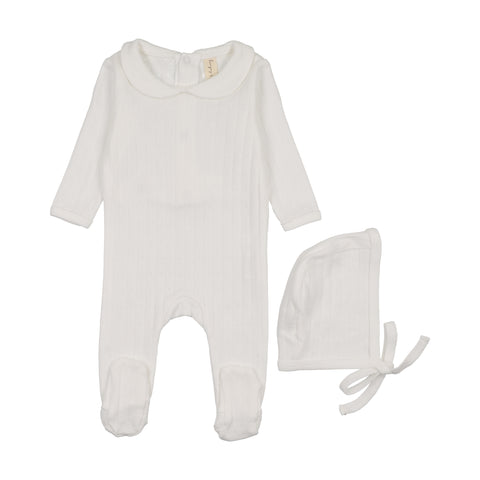 Bonjoy Ivory Peter Pan Pointelle Footie Set