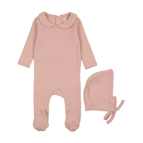 Bonjoy Salmon Peter Pan Pointelle Footie Set