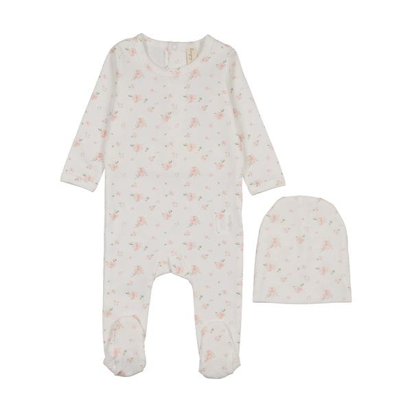 Bonjoy Whimsical Pink Berry Patterned Fruit Footie Set