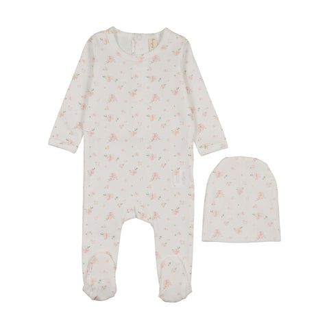 Bonjoy Whimsical Pink Berry Patterned Fruit Footie Set