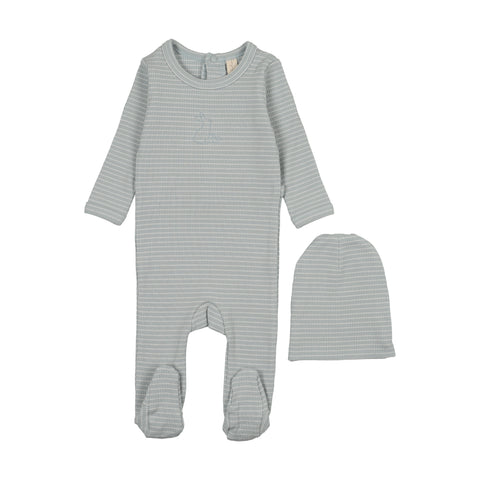 Bonjoy Blue/White Bunny Footie Set