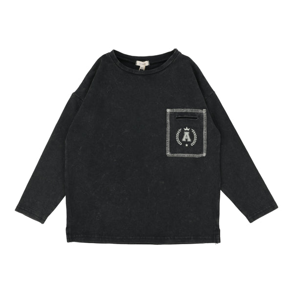 Lil Legs Black Wash Boys Pocket Tee BPT-OFBLA