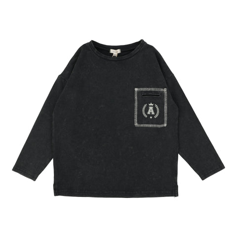 Lil Legs Black Wash Boys Pocket Tee BPT-OFBLA