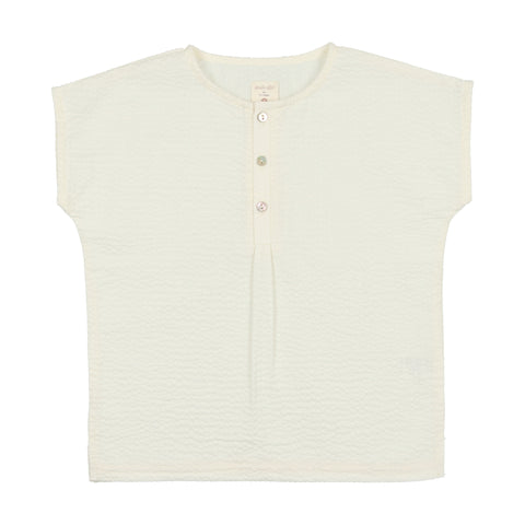 Lil Legs Ivory Pleated Button Shirt